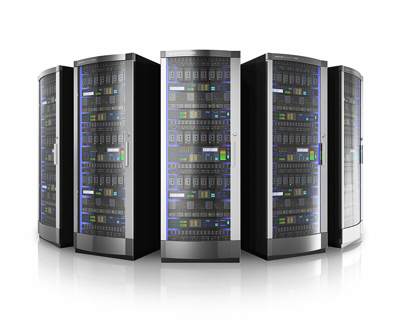 Data center server racks – symbolic image for data security and server technology at MD Medicus