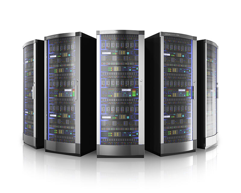 Server-Racks im Rechenzentrum – Symbolbild für Datensicherheit und Servertechnologie bei MD Medicus